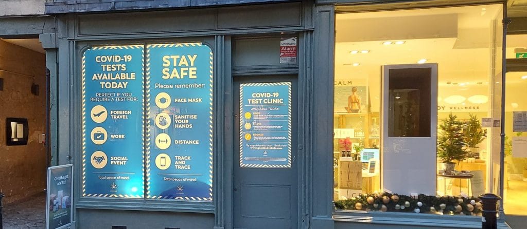 Drytac ViziPrint Illuminate on COVID testing window